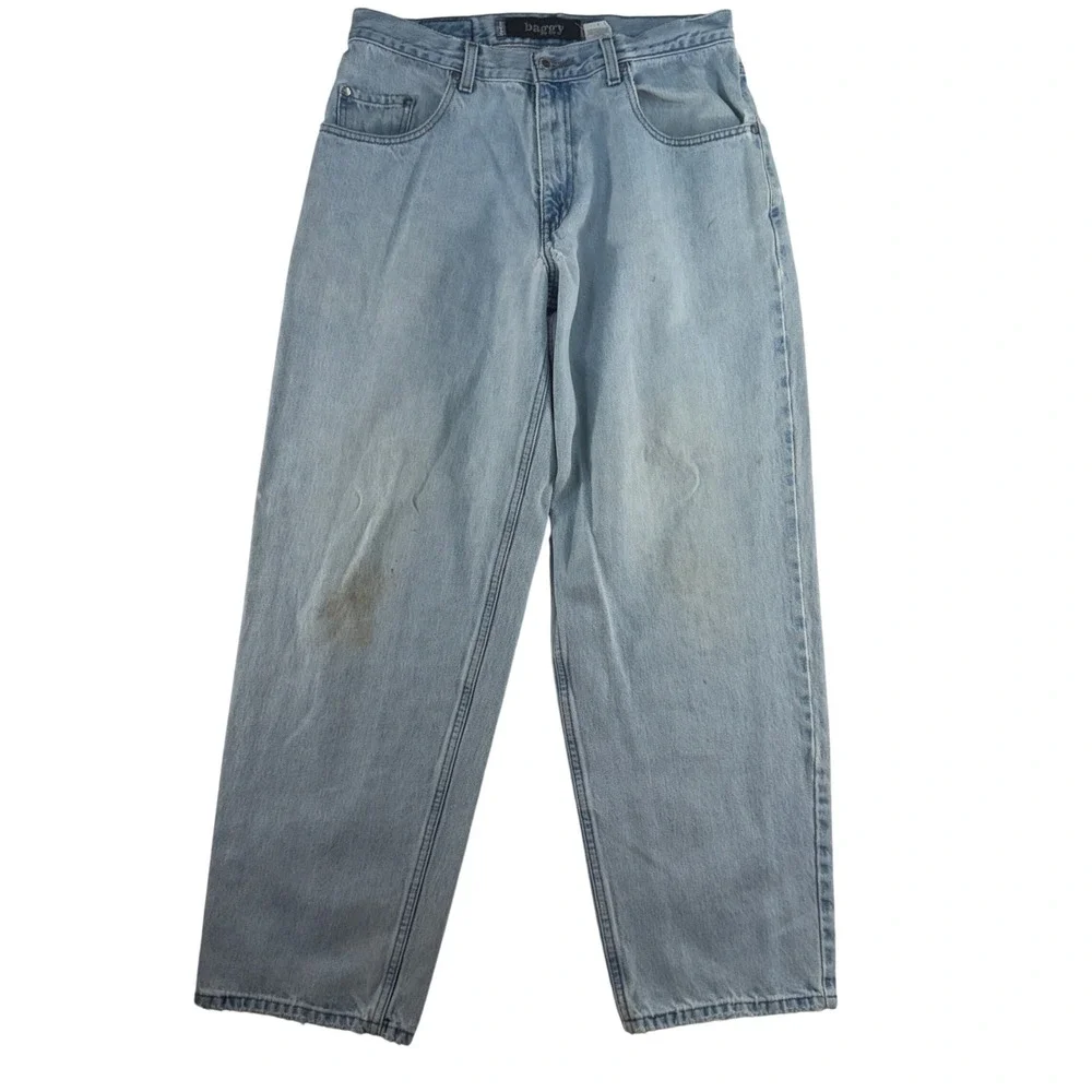 VTG 90s THRASHED Levis SilverTab 34x32 Baggy Jean Relaxed Tapered Leg Light Wash